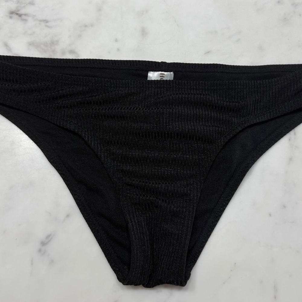 Black Ribbed Swimsuit Bottom
